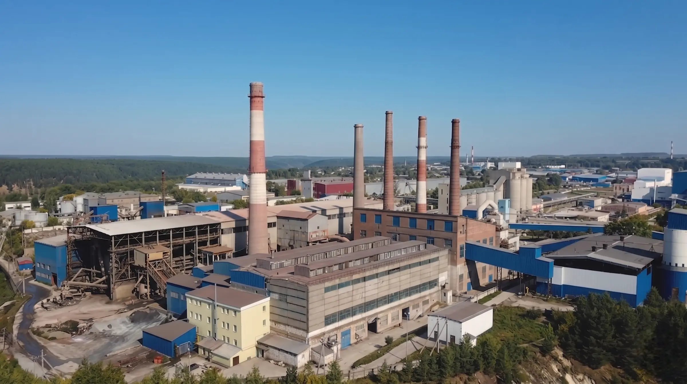 Aerial view of a Graphite India manufacturing complex